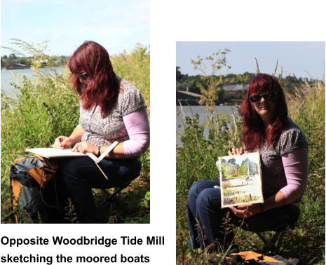 Opposite Woodbridge Tide Mill sketching the moored boats